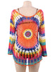 Long Sleeve Rainbow Knitted Handmade Crochet Hollow Beach Dress