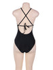 Black Crochet Front Hollow Out One Piece Swimsuit