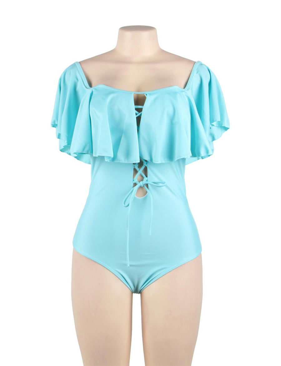 Ruffle Off-The-Shoulder One Piece Swimsuit