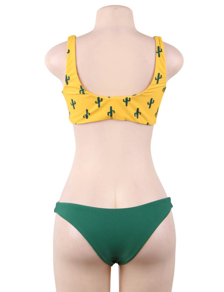 Cute Cactus Printing Sexy Summer Women's Bikini Set