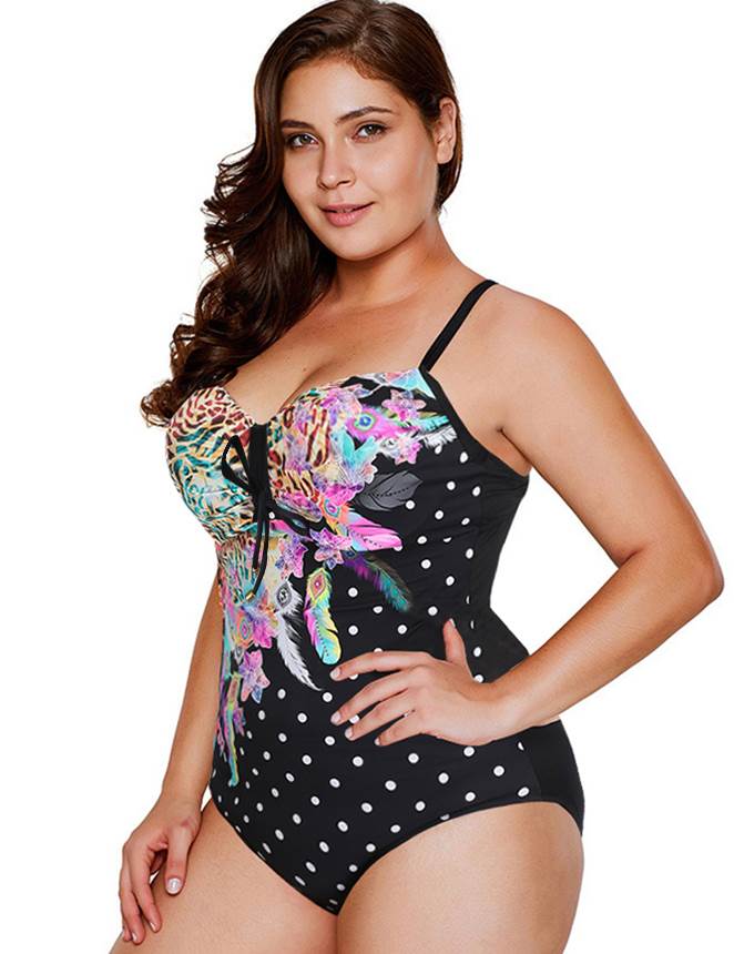 Plus Size Flower Style Women One Piece Swimwear