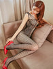 Black Strappy Shoulders Fishnet Bodystocking