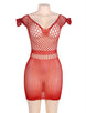 Plus Size Crotchet Mesh Hollow-out Mini Chemise Dress