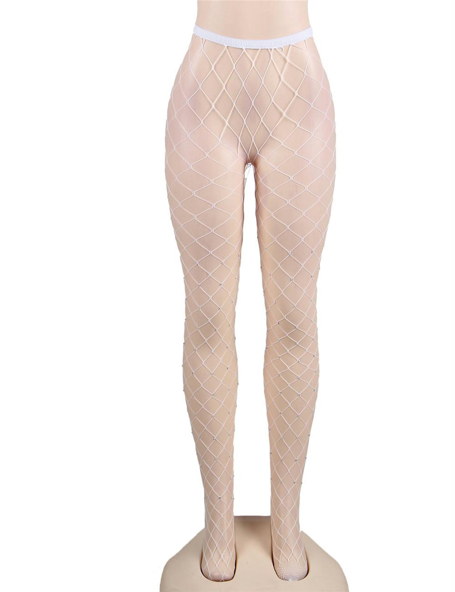 Fashion White Sparkle Fishnet pantyhose