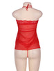 Sexy Red Halter Lace Trim Fly Away Babydoll With G String