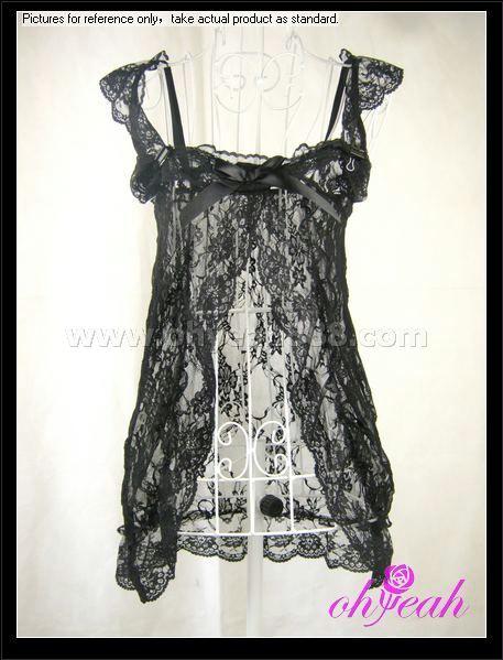 Black Floral Lace Ladylove Babydoll