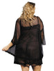 Black 3 pcs Plus Size Transparent Babydoll Set