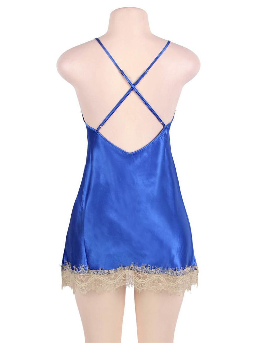 Deluxe Satin Lace Stitching babydoll