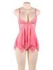 Pink Transparent Lace Babydoll Lingerie