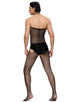 Black Stripe Detail Fishnet Open Back Body Stocking For Men