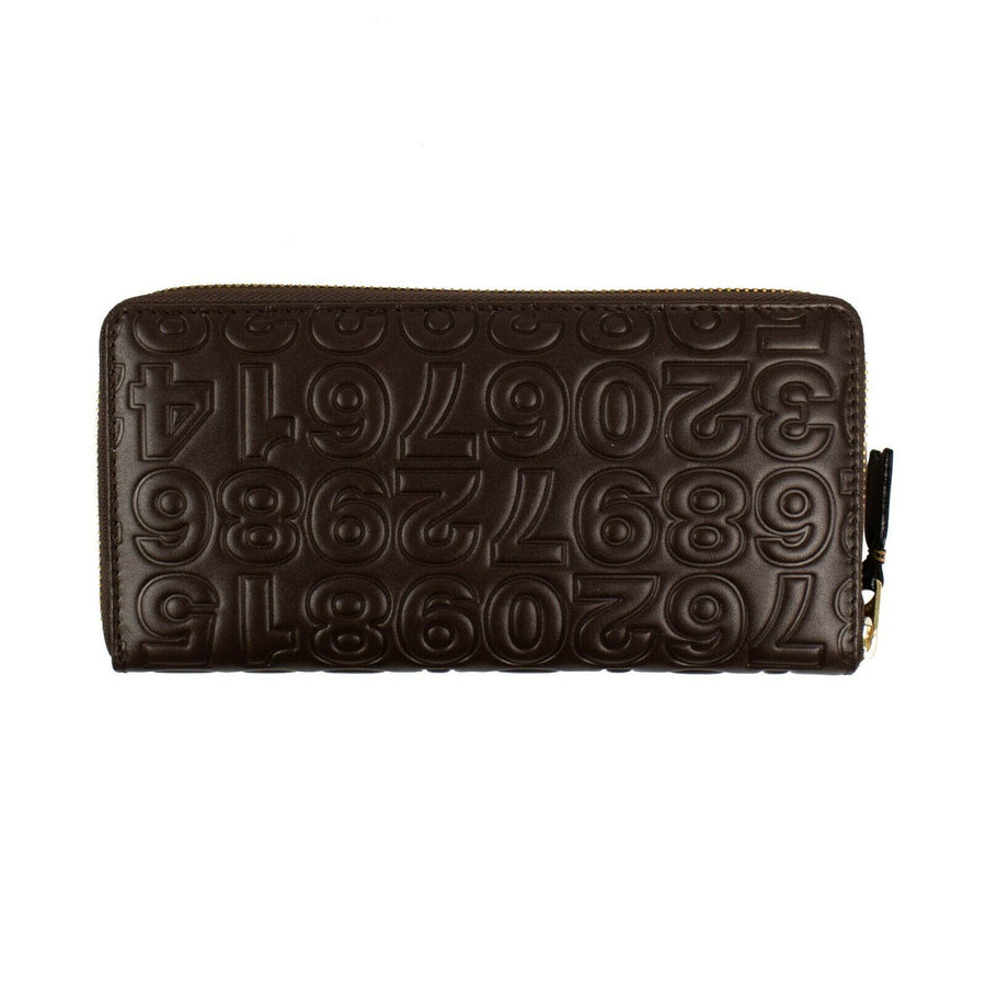 Leather Number Embossed Wallet - Brown