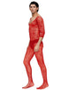 Fishnet & Lace Crotchless Floral Red Bodystockings For Men