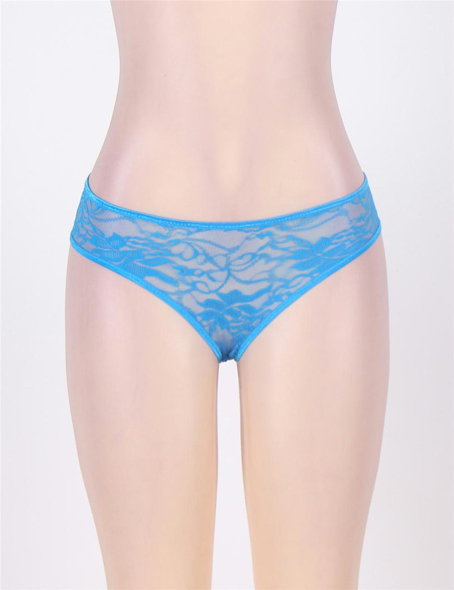 Open Crotch Blue Lace Sexy Panty