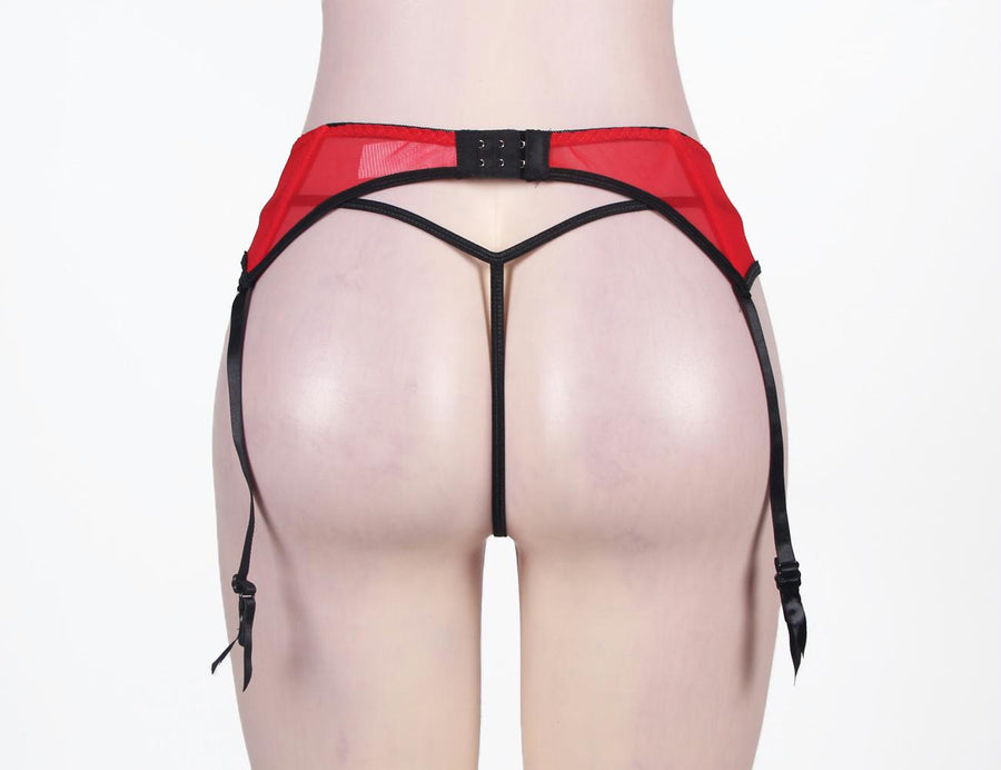 Red Sexy Transparent Lace Garter Panty