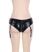 Leather Zipper Black Garter Panty