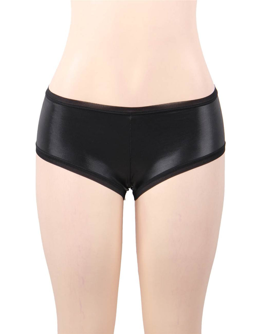 Leather Lift Hip Black Panty