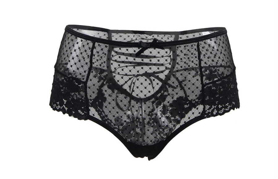 Sexy Black High Waist Lace Strappy Panty