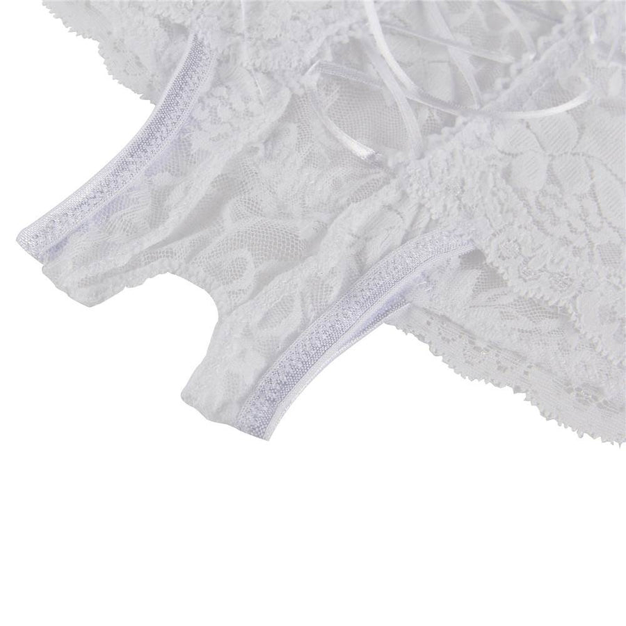 White Open Crotch Floral Lace Panty