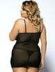 Black Plus Size Leather Chemise With Lace Eyelash