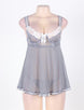 Pretty In Periwinkle Grey Babydoll With G string