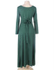 Emerald Belted V Neck Back Maxi Dress