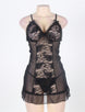 Black Sexy Mesh Scalloped Lace Babydoll