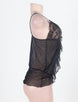 Sexy Black Lace Mesh Ruffle Fly Away Babydoll With G String