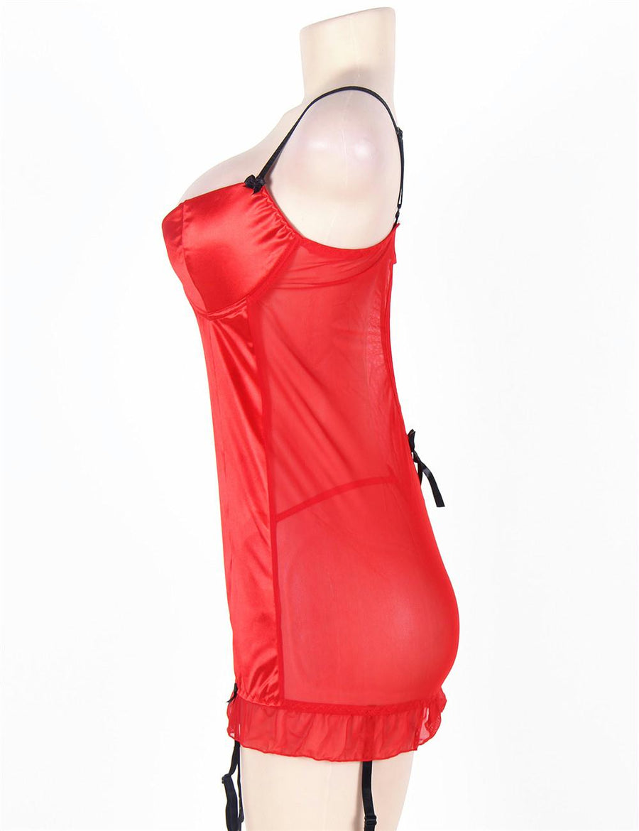 Red Round Back Babydoll With G-String