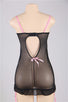 Plus Size Black Round Back Babydoll With G-String