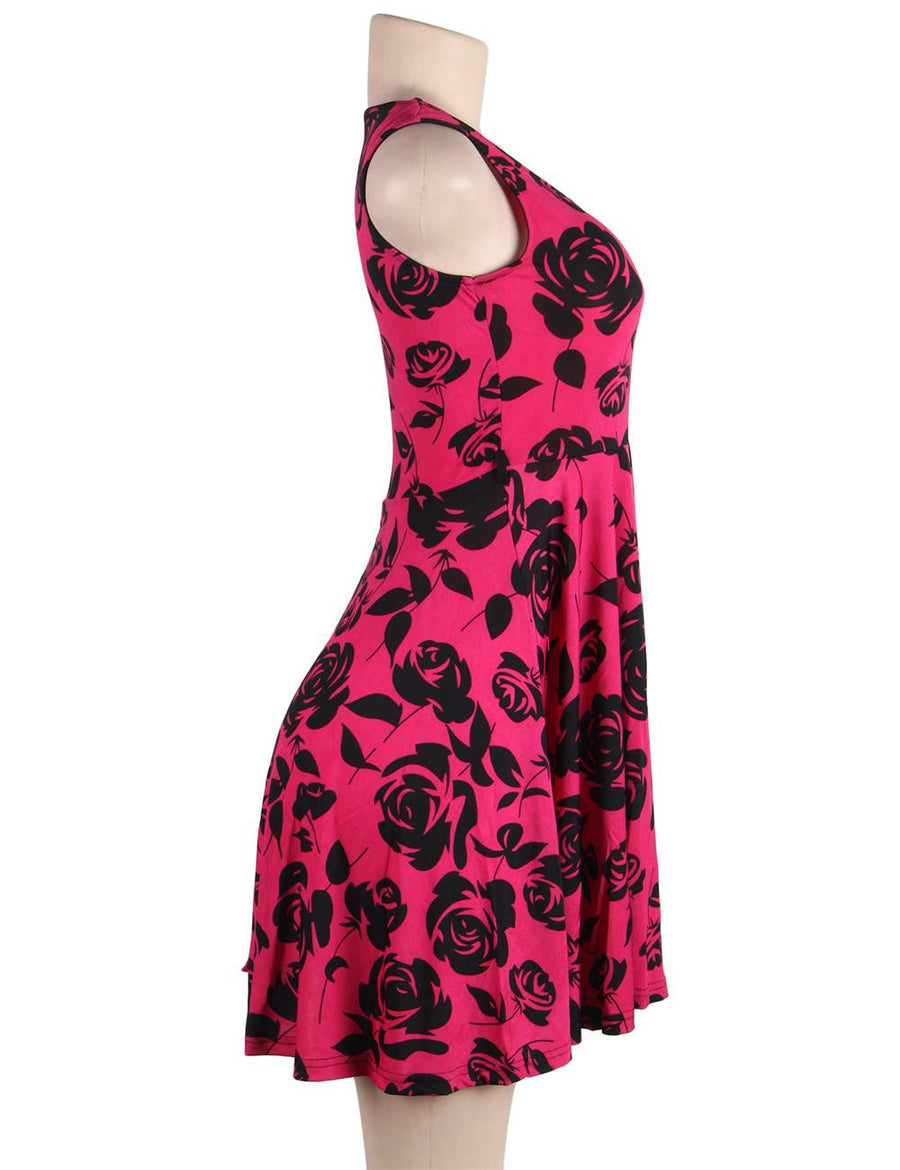 Print rose pink fashion dress