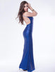 Blue Sequin Backless Evening Dress