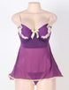 Purple Stylish Plus Size Floral Cup Babydoll Dress