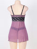 Purple Plus Size Mesh and Metallic Lace Babydoll