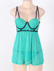 Microfiber and Mesh Green Lace babydoll Set