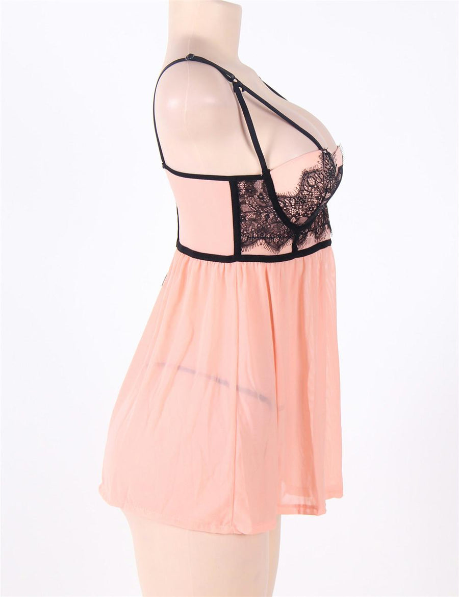 Camisole Lace Embroidered Cup Babydoll