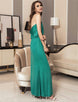 Gold Chain Halter Maxi Green Dress with T Back