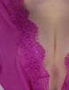 Sheer Lace Trim Purple Robe With Thong