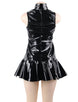 Sleeveless Solid Color Faux Leather Club Dress