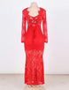 Beaming Red Lace Long Sleeve Croch Dress