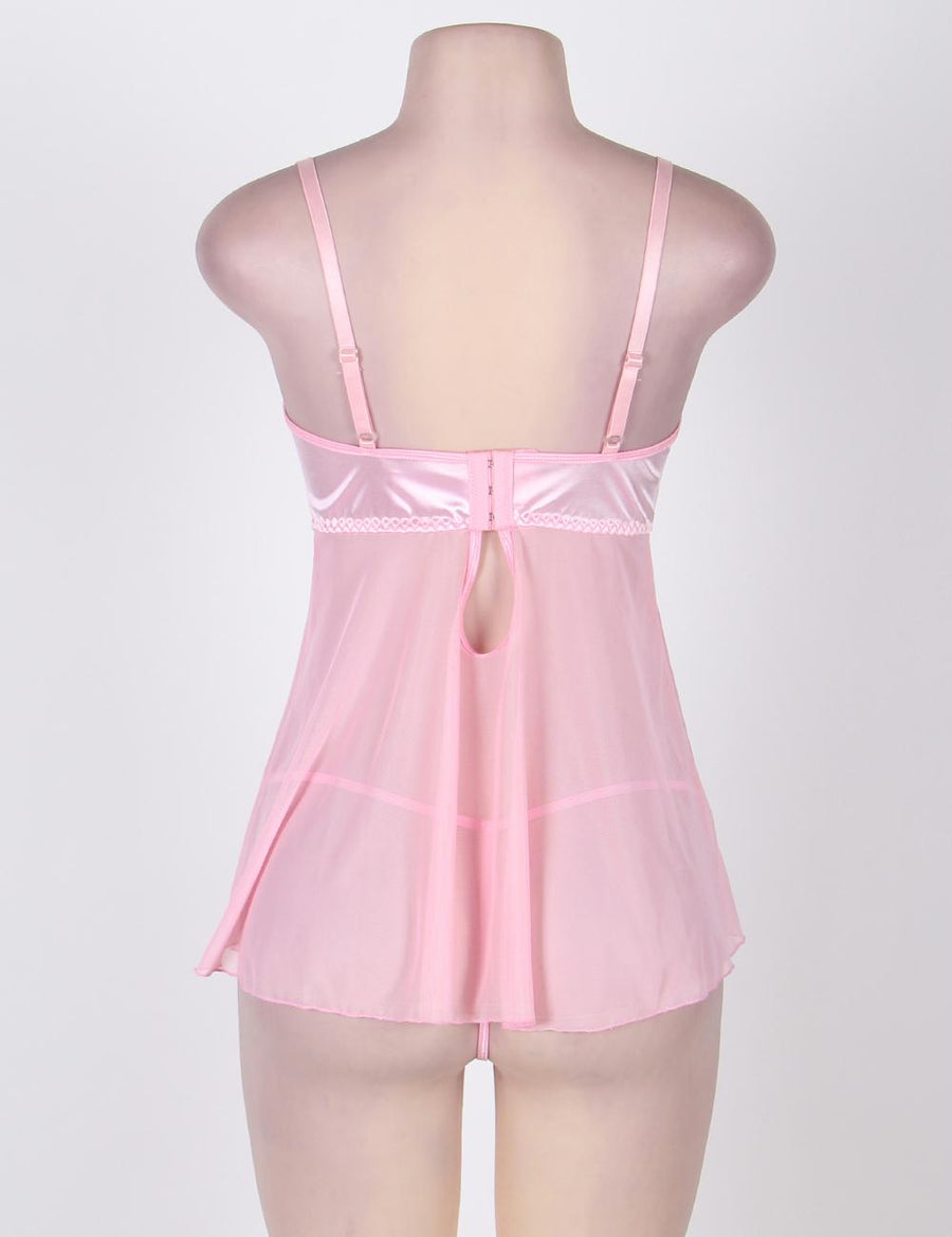 Sweet Pink Cute Style Mini Babydoll