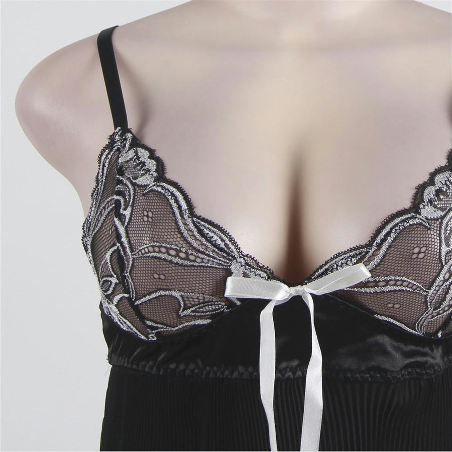 Black Floral Lace Chemise Charming Lingerie