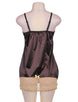 Satin Gold Lace Detail Brown Babydoll