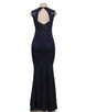 Dark Blue Ruffle Open Back Maxi Dress