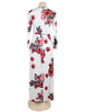 Pocket Design White Floral Long Sleeve Maxi Dress