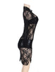 High Neck Black Lace Long Sleeve Lingerie Set