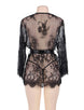 Black Belted Lace Kimono Sleepwear