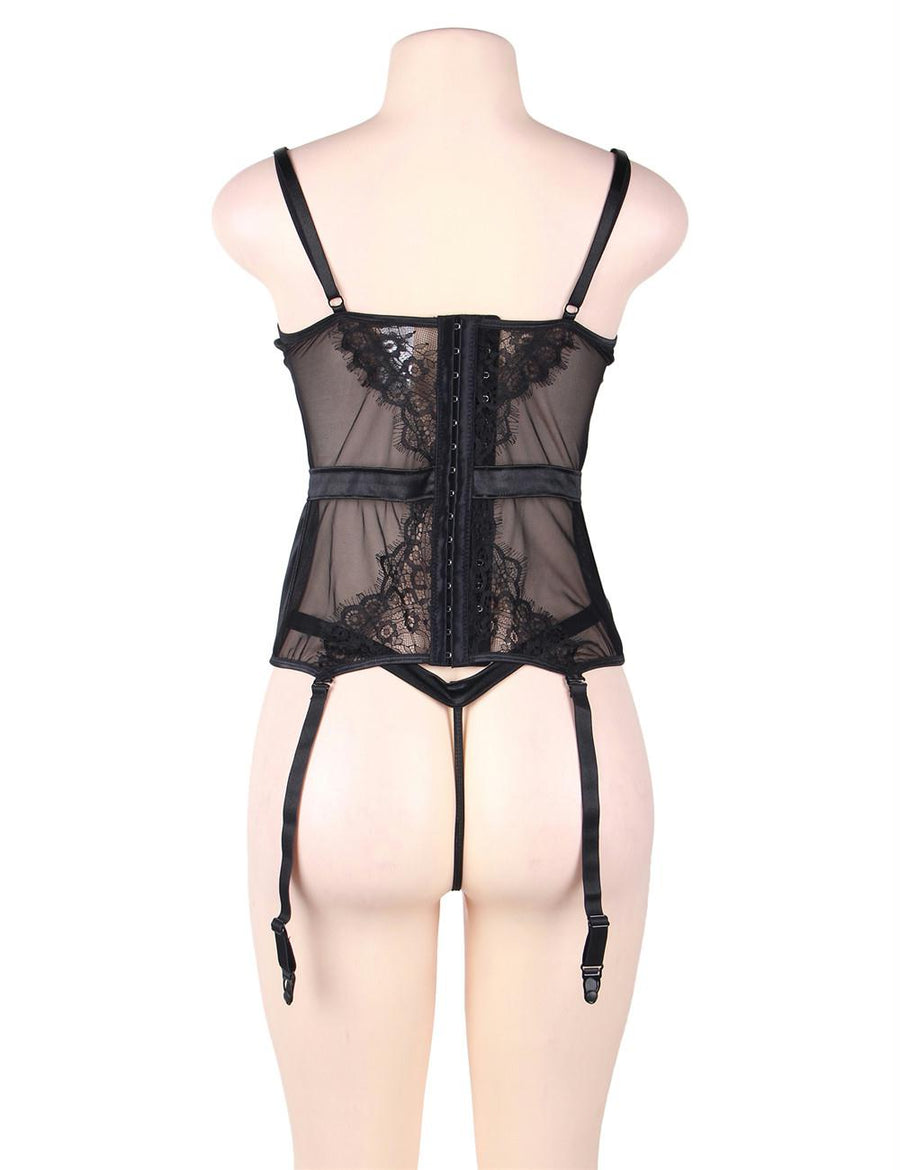 Plus Size Seduction Black Lace Transparente Sexy Babydoll