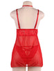 Plus Size Elegant Red Stretch Lace Straps Backless Chemise