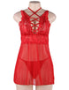 Plus Size Elegant Red Stretch Lace Straps Backless Chemise