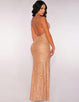 Slit Front Sequins Backless Dress